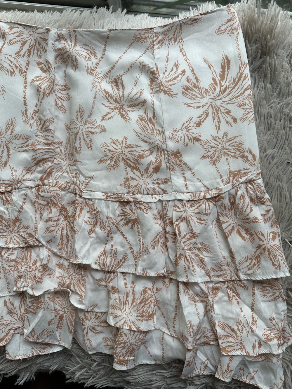 1.STATE Palm Print Tiered Ruffle Mini Skirt Medium Resort Vacation NWT - Picture 3 of 10